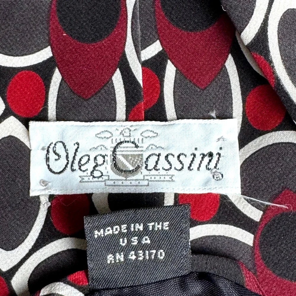 Oleg Cassini Mens Silk Tie Bundle Blue Abstract Floral & Burgundy Geometric 2pk